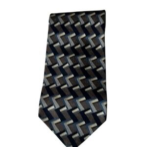 Milano Umo Mens‎ Silk Tie Geometric Design 100% Silk